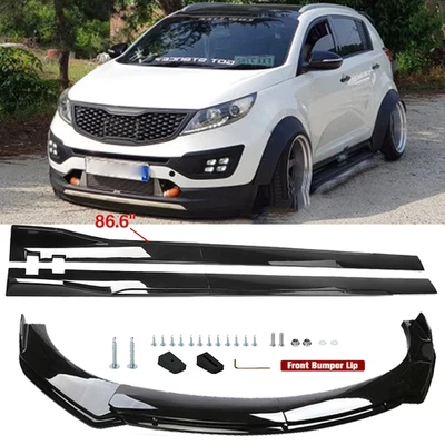 Front Bumper Lip Spoiler Splitter Body Kit+ Side Skirt For Kia Sportage - Image 1 of 4