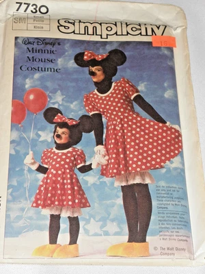 Simplicity 7730 Disney Minnie Mouse Costume Pattern Adult & Child Sz SM - UNCUT - Image 1 of 2