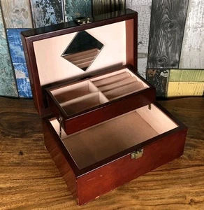 Rare Stunning Vintage Wood Jewellery Trinket Box Brown Wood Collectible Mele Sty - Picture 1 of 17