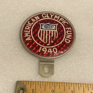 TOPPER TARGA ORIGINALE FONDO OLIMPICO AMERICANO 1940 VINTAGE - Foto 1 di 11