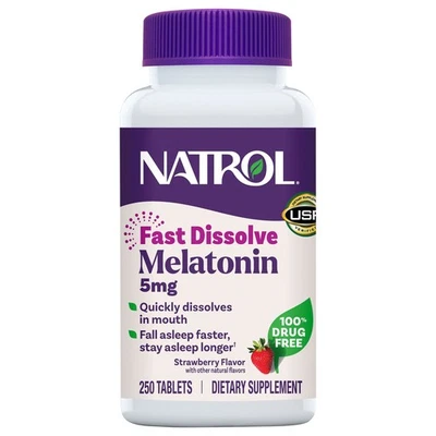 Natrol Melatonina 5 mg Comprimidos de Disolución Rápida, 250 Comprimidos Foto 1 de 4
