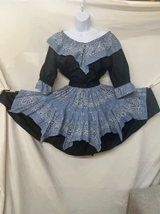Vintage Dress L Circle Square Dance Rockabilly Cottage Prairie Swing Western USA - Picture 1 of 14
