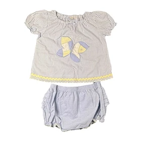 Miniwear Butterfly Ruffled Bloomers Blue 2 piece Set Vintage - Picture 1 of 6