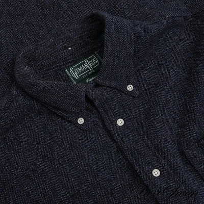Gitman Vintage Made in USA Deep Indigo White Speckled Thick Flannel Shirt L #5 - Image 1 of 4