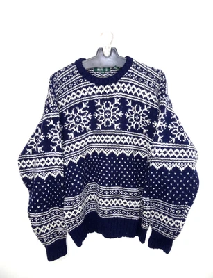 Vintage Roots Nordic Fair Isle Shetland Wool Knit Sweater XL Mens 90s Holiday - Image 1 of 4