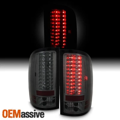 Fits 2007-2013 Sierra 1500 2500HD 3500HD Smoked LED Tail Lights Pair Left+Right - Image 1 of 4