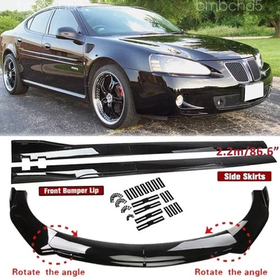 For Pontiac Grand Prix Glossy Front Bumper Lip Splitter Body Kit +Side Skirts - Image 1 of 4