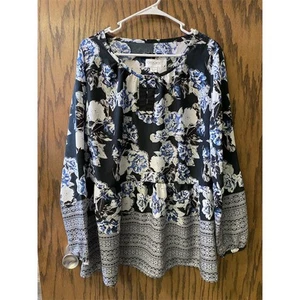 Cherokee Women's 2XL Floral Print Blouse Multicolor Round Neck Flowy Casual - Picture 1 of 11