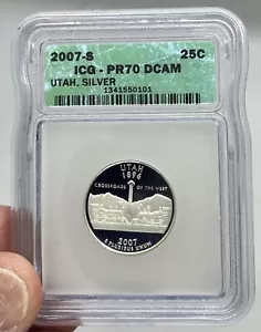 2007-S 25C Utah State Quarter - ICG Graded PR70DCAM SILVER PERFECT PROOF - Picture 1 of 4