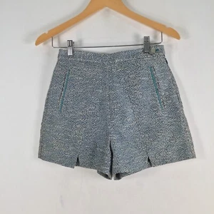 Lisa HO womens tweed hot pants shorts size 6 blue cotton blend zip 092355 - Picture 1 of 9