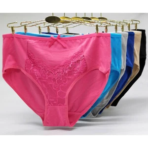 6 Pcs Women's Sexy Cotton High Cut Briefs Breathable Panties Underpants Lingerie - Picture 1 of 10