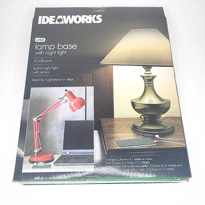 IDEAWORKS 2 Base de Lámpara USB con Luz de Noche para Escritorio u Dormitorio u Oficina Foto 1 de 4