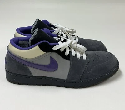 2010 Air Jordan Retro 1 Phat Low 338145-004 Antracite Varsity Roxo Masculino 18 - Imagem 1 de 4