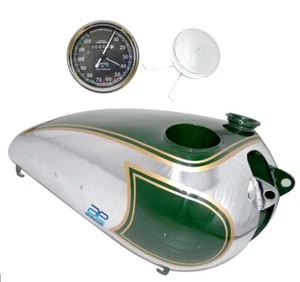 BSA C10 C11 250cc PINTURA VERDE CROMADO GASOLINA TANQUE DE GASOLINA CON SMITHS SPEEDO - Imagen 1 de 6