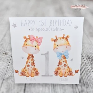 Personalised Twins Birthday Card 1st 2nd 3rd 4th 5th - Picture 1 of 9