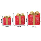 Glitter/Hollow Christmas Gift Parcel Boxes LED Xmas Bow Presents Ornament Decor