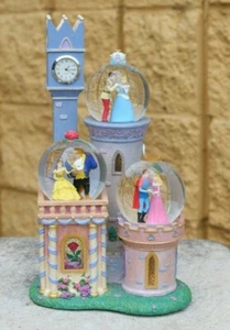 Disney Princess Clock Tower  Castle lighted 3 Snow Globe Cinderella - Picture 1 of 6