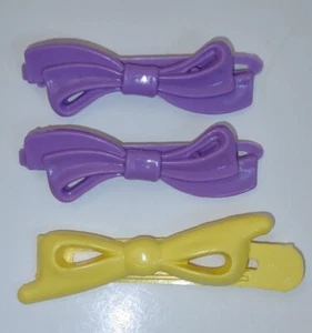 Kids  Plastic Hair Bows Barrettes Clips Purple Yellow - Picture 1 of 2