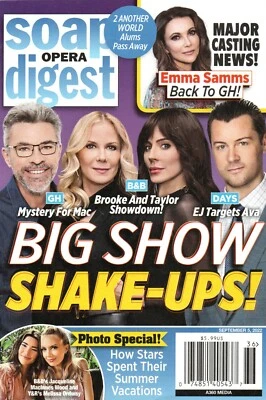 SOAP OPERA DIGEST Magazine September 5 2022 Emma Samms Heather Tom Kelsey Wang - Image 1 of 3
