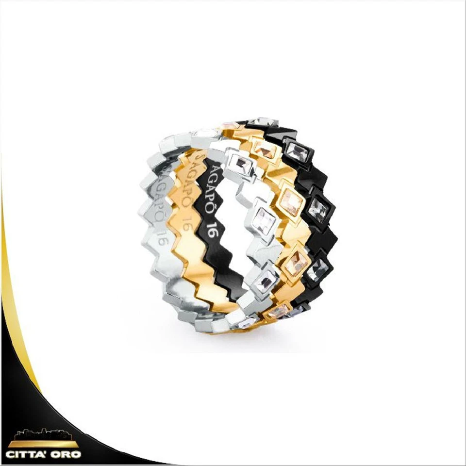 Sagapo Anello Donna In Acciaio Formato Da 3 Anelli Sagapò SVC04B S'agapo Mis. 14