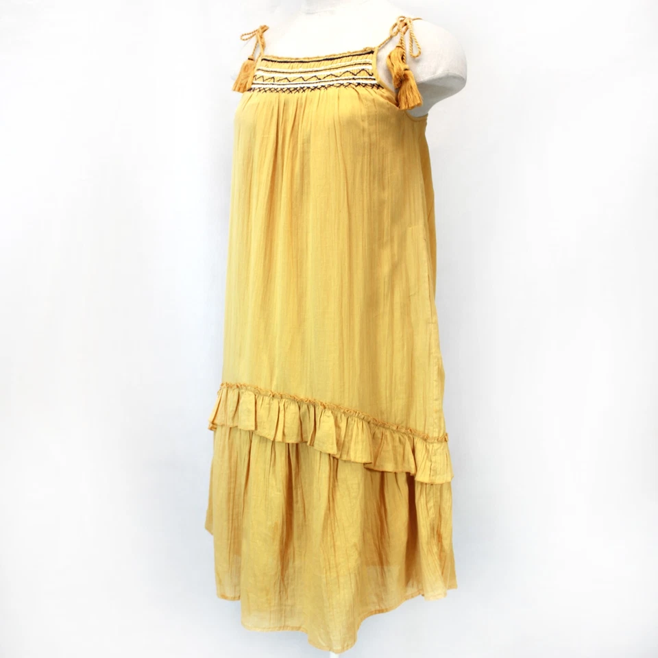 Новый бархат на Graham & Spencer богемное со сборками с подкладкой горчичное платье с карманами маленький - Изображение 1 из 4