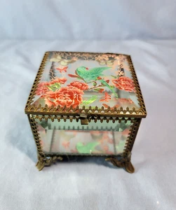 Floral Pájaros Vidrio Biselado Espejo Baratija Joyería Caja NICOLE MILLER Hogar - Imagen 1 de 9