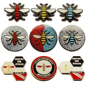 Manchester Bee Badge Selection City United Lapel Pin Brooch Manc Mancunian - Picture 1 of 16