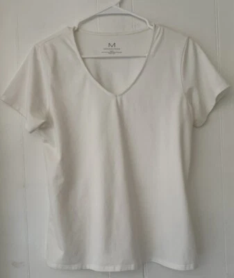 Camiseta Top Magaschoni BLANCA Clásica Suave Algodón Pima Elástico Hecha en PERÚ M Foto 1 de 3