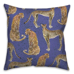 Creative Products Cheetahs On Blue 18 x 18 Indoor / Outdoor Pillow - Picture 1 of 3