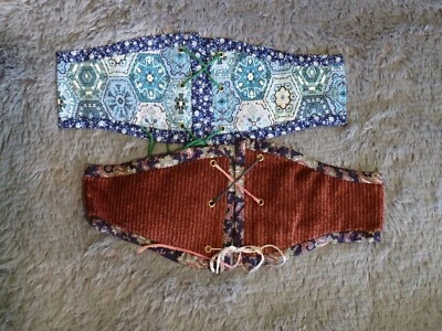 Lote de 2 S Corsé Cinturones Azul Marino Granate Cincha Renacimiento LARP Bruja Foto 1 de 4