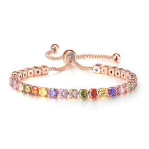 925 Silver Color Zircon Crystal Bracelet Bangle Women Adjustable Jewelry Gifts