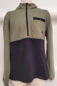 Suéter Spyder Para Hombre Medallón Media Cremallera Con Bolsillo Pecho Hoja de Té Grande NUEVO - Imagen 1 de 5