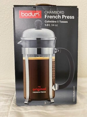 Cafetera prensa francesa Bodum Chambord - Vidrio - 8 tazas / 1 litro - inoxidable Foto 1 de 3