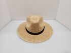 Vintage Men's Summer Straw Hat Fedora Wide Brim 7 1/8