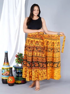 Women Traditional Daily Wear Printed Wrap Around Skirt - Picture 1 of 9
