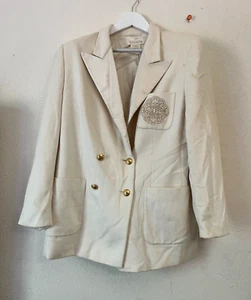 Escada Margaretha Ley Women Angora Wool Blend Double-Breasted Blazer Sz 44 Ivory - Picture 1 of 9