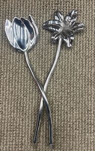 Mariposa Brilliante Solid Cast Aluminum Serving Utensils 1992 Flower Spoons