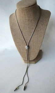 Adjustable Chain Slider Lariat Necklace Silver-Tone 16-1/2" Drop - Picture 1 of 5