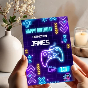 Tarjeta de cumpleaños de jugador personalizada para hijo, nieto, hermano, sobrino, niño - Imagen 1 de 6