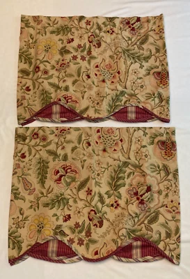 Waverly Jacobean Floral Tan/Red/Green/Yellow/Pink/Purple Valance Set of 2 - Image 1 of 4