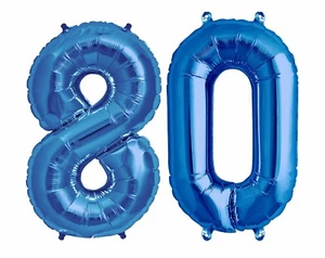 Big 40" 80 Blue Foil Number Balloons Photo Shoot 80th Birthday Float Helium USA - Picture 1 of 1