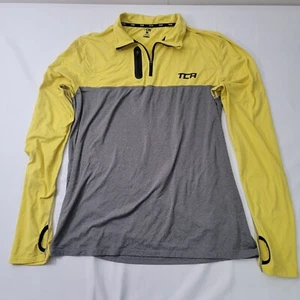 TCA Media Cremallera Pullover Correr Top Agujeros para Pulgar Camisa Atlética Amarillo Gris L - Imagen 1 de 10
