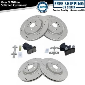 Brake Rotor Ceramic Pad Performance Drilled Slotted Front Rear Kit Set - Picture 1 of 7