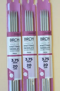 3.75mm BIRCH 20cm length Premium Double Point Knitting Needles - Picture 1 of 1