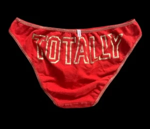 Victorias Secret PINK Cotton Bikini TOTALLY Gold Foil Print On Back Panty Red XS - Picture 1 of 2