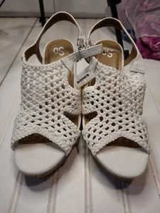 Sandalias de cuña SO para mujer con plataforma de corcho de lino y punta abierta, talla 9,5, s-12 - Imagen 1 de 7