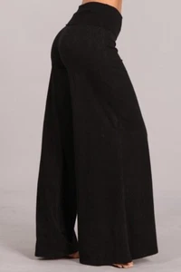 Chatoyant Mineral Wash Wide Leg Palazzo Pants Black Large - Picture 1 of 4