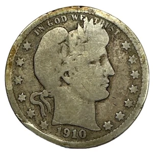 1910-D Barber Silver Quarter VG/ Details Rim Ding   - Bild 1 von 2