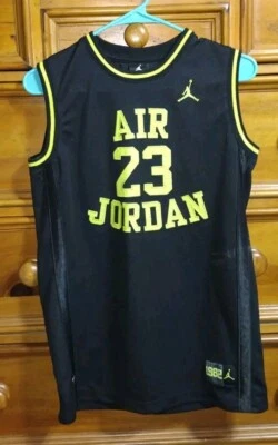 Nike Air Jordan Retro Jersey Classic 1982 Mesh Black Neon Lime Green Youth XL - Image 1 of 4