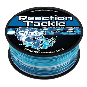 Reaction Tackle Braided Fishing Line / Braid - Blue Camouflage / 4 and 8 Strands - Picture 1 of 36